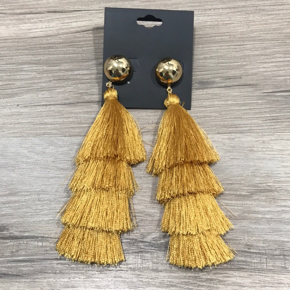 Mustard tassel earrings - Picture 2 of 5